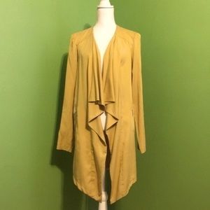 ELIANE ROSE‎ mustard yellow open front draped jacket